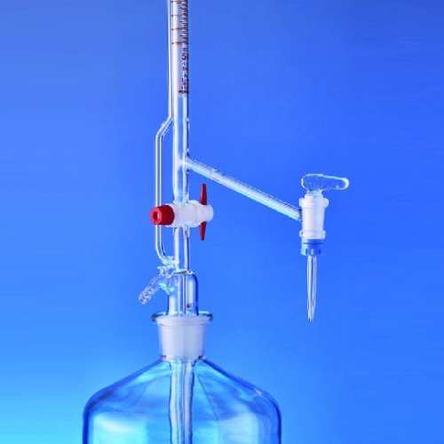 Automatic Burettes, FAVORIT ® Class AS, Pellet pattern, Amber graduation, Schellbach with lateral PTFE spindle stopcock and intermediate PTFE key stopcock