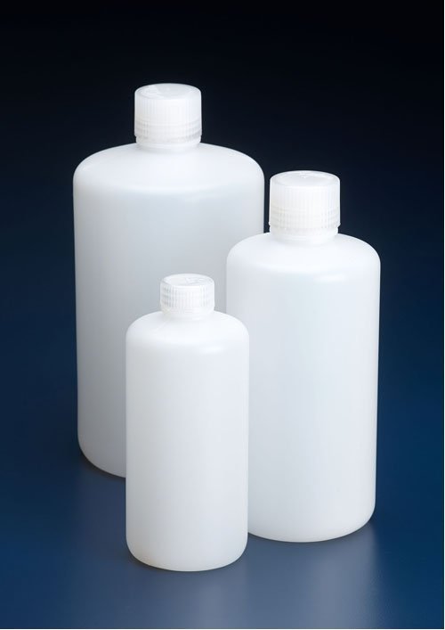 Bottles, round, narrow neck, HDPE