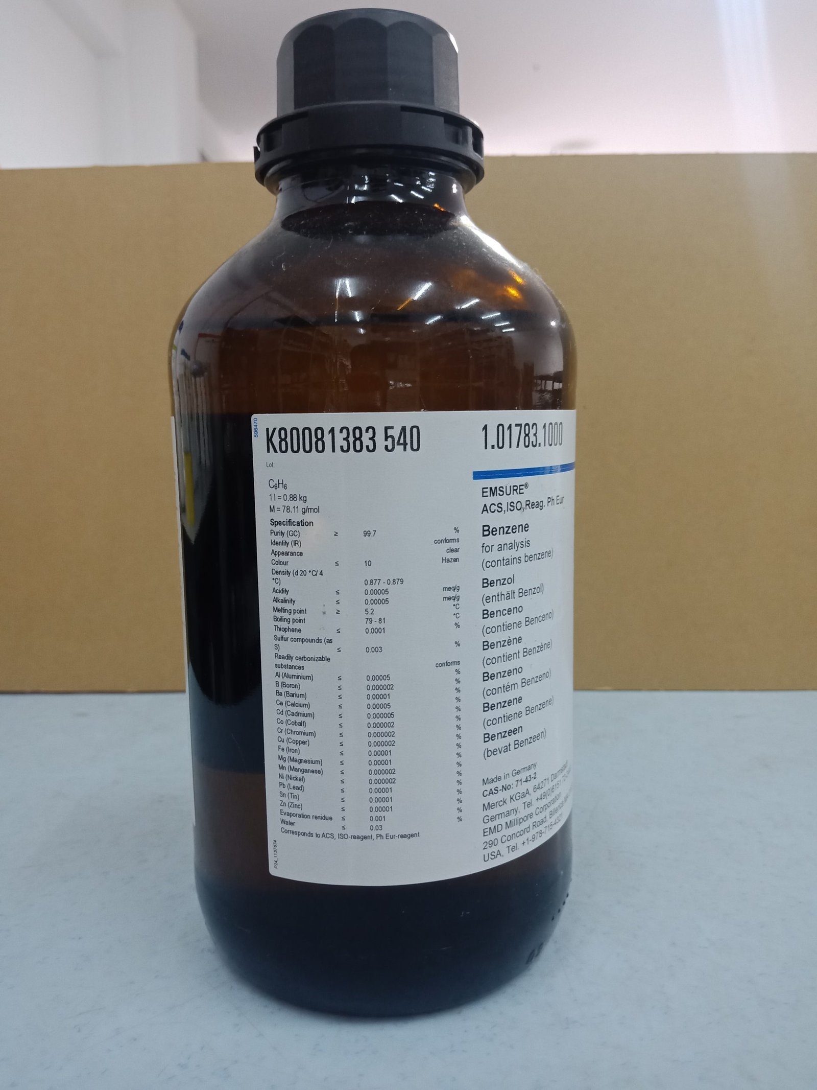 Benzene, EMSURE® ACS, ISO, Reag. Ph. Eur. for analysis - Image 3