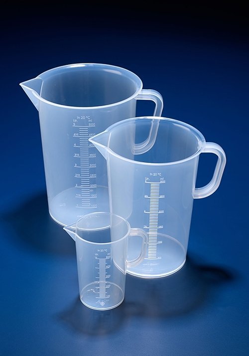 Jugs, moulded graduations, polypropylene