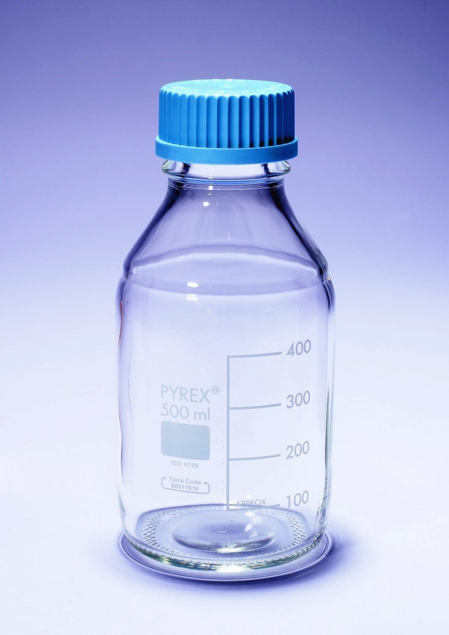 Laboratory Bottles, Round, Clear, Pyrex