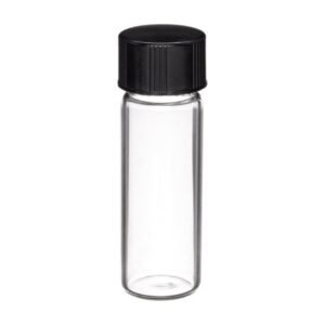 Sample Vials with Black Phenolic Cap/14B Rubber Liner in Lab File, Clear
